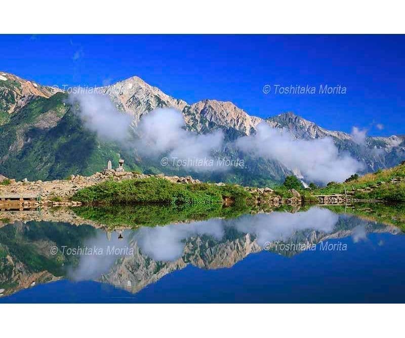 八方池より白馬三山　鑓ケ岳　杓子岳　白馬岳